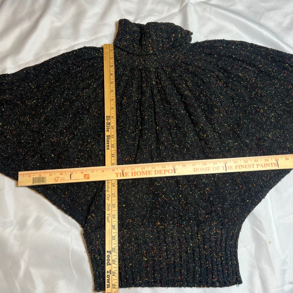 Kitty Hawk Vintage 80s Black Confetti Fleck Batwing Turtleneck Sweater Womens M - Picture 4 of 4